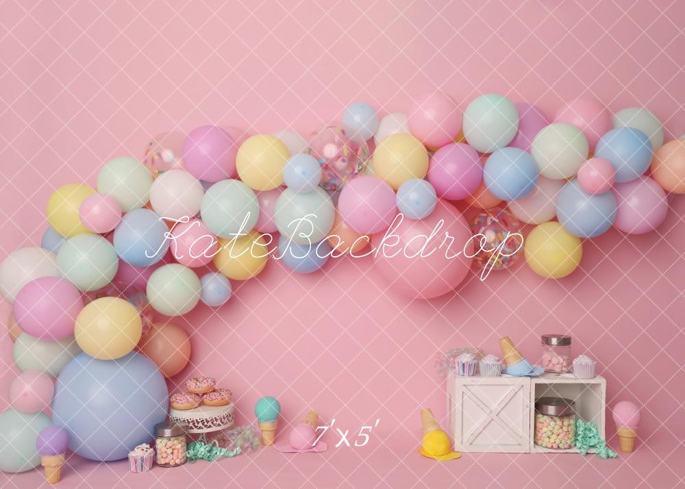 Kate Cake Smash Pastel Balloons Dessert Backdrop Designed by Melissa King