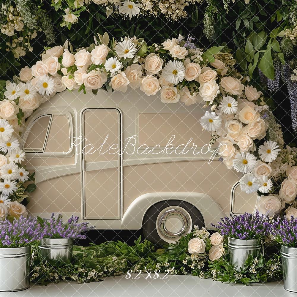 Kate Spring Floral Arch Caravan Backdrop Designed by Mini MakeBelieve