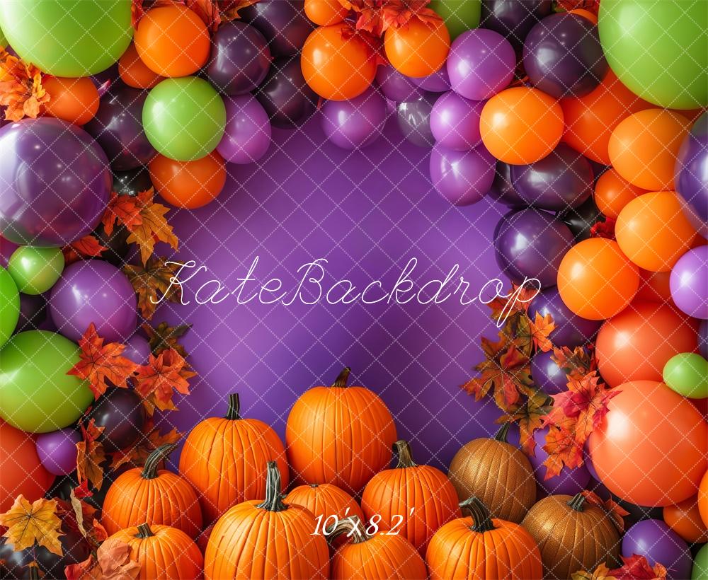 Kate Halloween Cake Smash Balloon Pumpkins Backdrop Designed by Patty Roberts