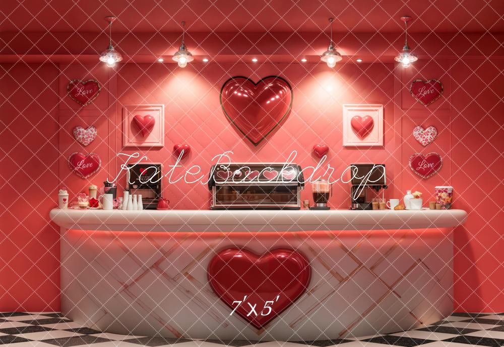 Kate Valentine Coffee Bar Red Heart Backdrop Designed by Emetselch