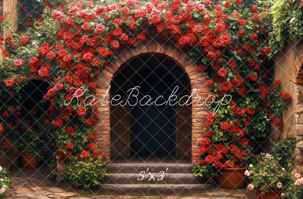 Kate Valentine Rose Arch Brick Wall Backdrop Designed by Mini MakeBelieve