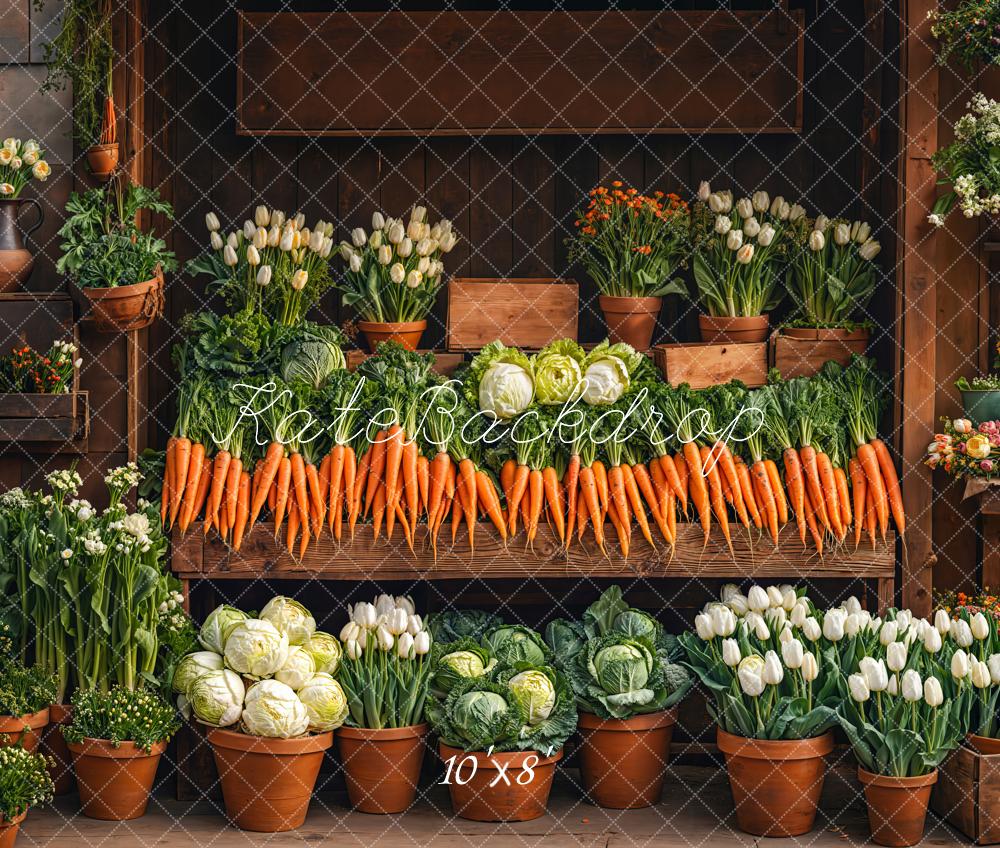 Kate Easter Market Carrots Flowers Backdrop Designed by Emetselch