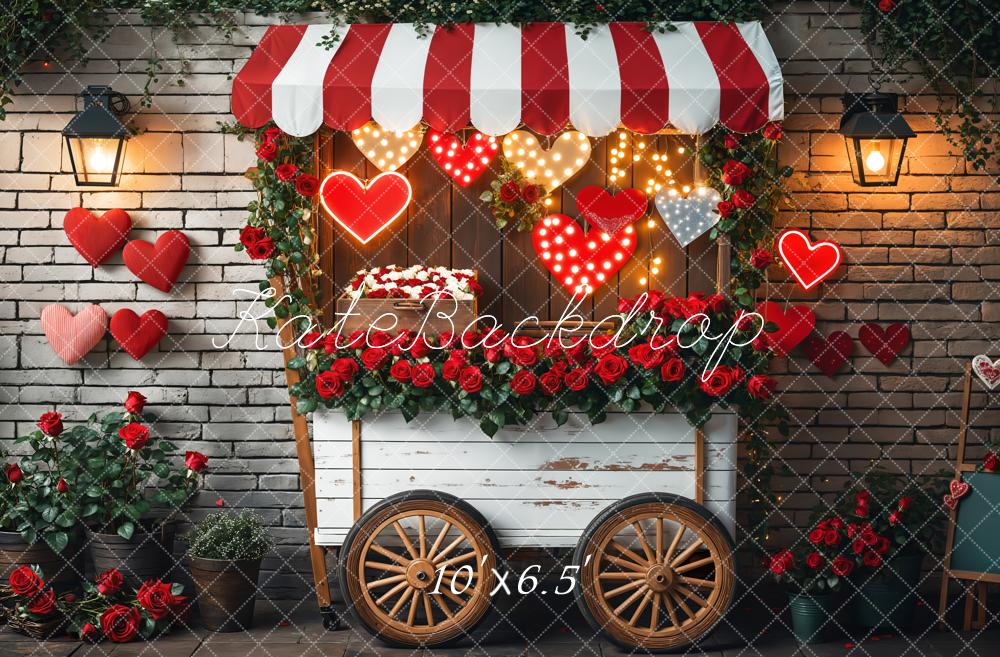 Kate Valentine's Day Romantic Heart Roses Cart Backdrop Designed by Emetselch