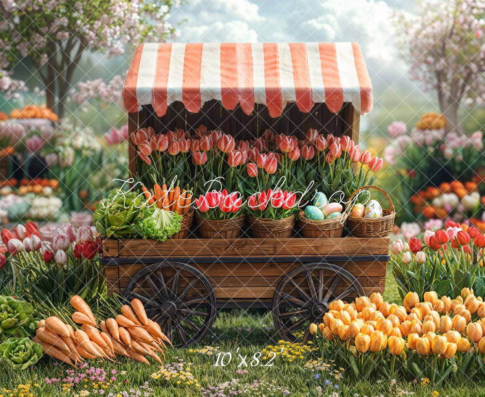 Kate Spring Flower Market Tulips Carrots Backdrop Designed by Emetselch