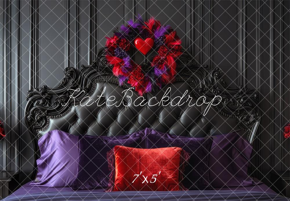 Kate Valentine Headboard Heart Black Retro Backdrop Designed by Mini MakeBelieve