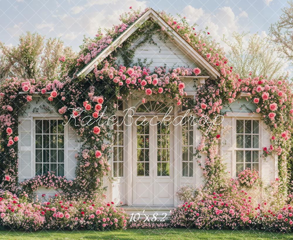 Kate Spring Flower Arch White Cottage Backdrop Designed by Emetselch