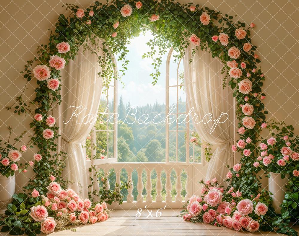 Kate Wedding Rose Floral Arch Window Backdrop Designed by Emetselch