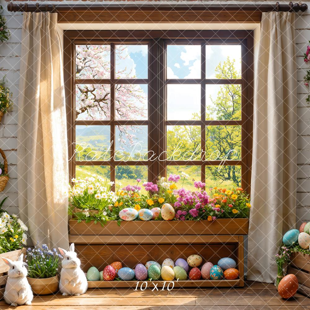 Cortinas de ventana de conejito de Pascua floral diseñadas por Emetselch