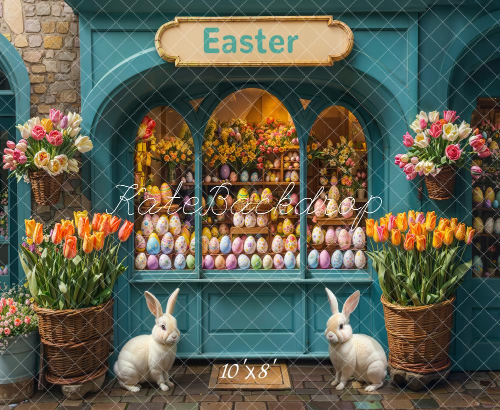 Kate Easter Bunny Flower Eggs Shop Backdrop Designed by Emetselch