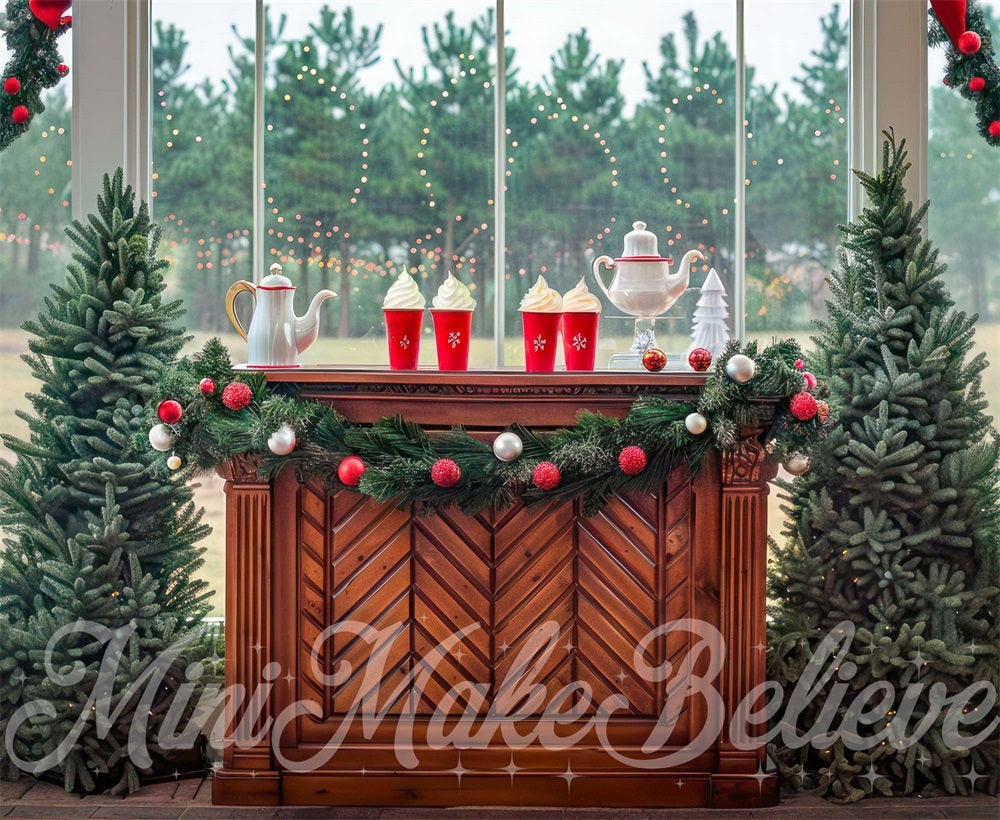 Kate Christmas Indoor Hot Cocoa Brown Table Backdrop Designed by Mini MakeBelieve