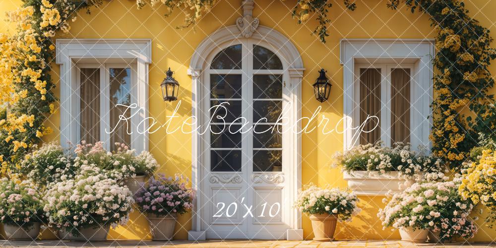 Kate Spring Yellow Floral House Door Backdrop Designed by Emetselch