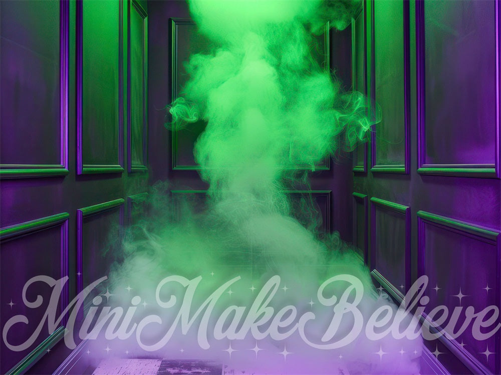 Fondo de Pared Retro Verde Humo Morado Diseñado por Mini MakeBelieve