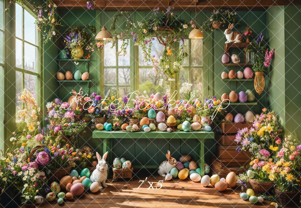 Kate Easter Window Bunny Flowers Eggs Backdrop Designed by Emetselch