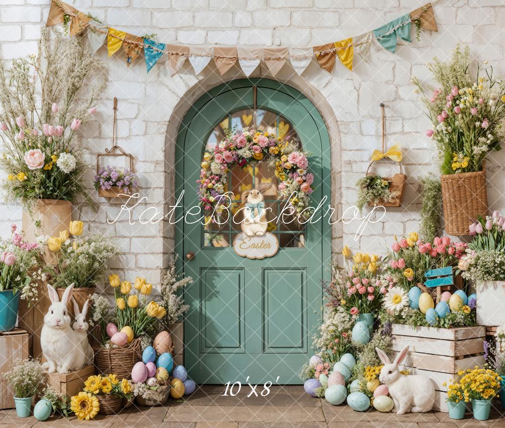 Kate Easter Bunny Flowers Door Backdrop Designed by Emetselch