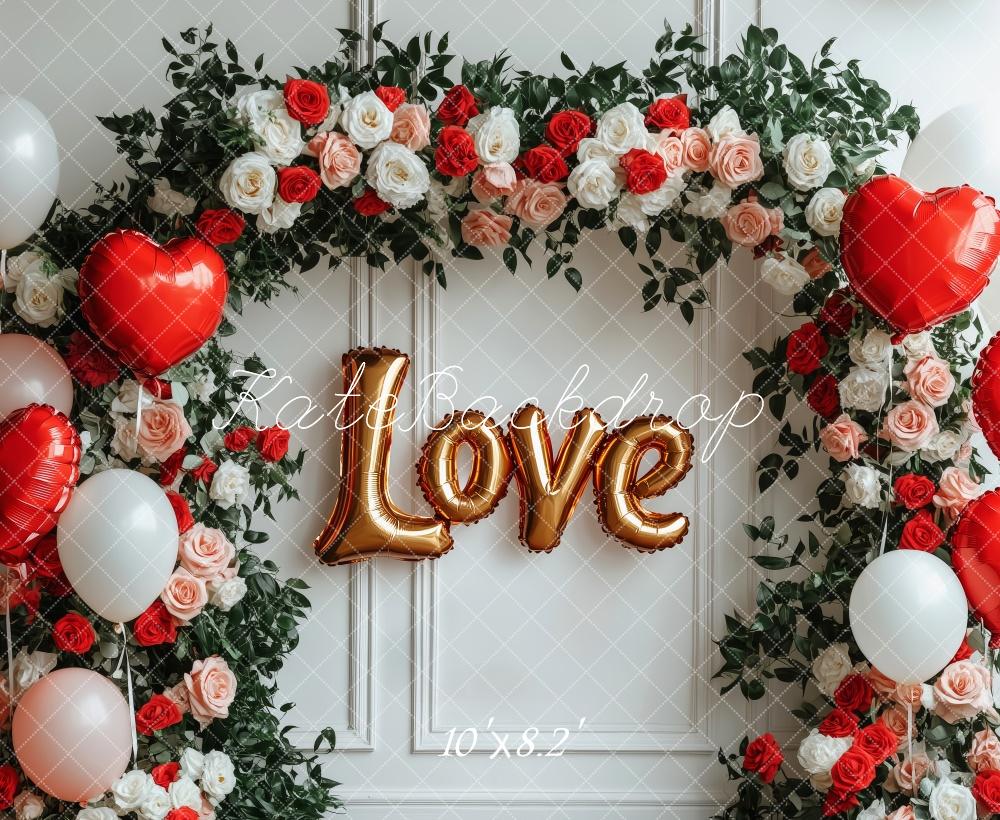 Kate Valentine's Day Love Balloon Flower Arch Backdrop Designed by Patty Roberts