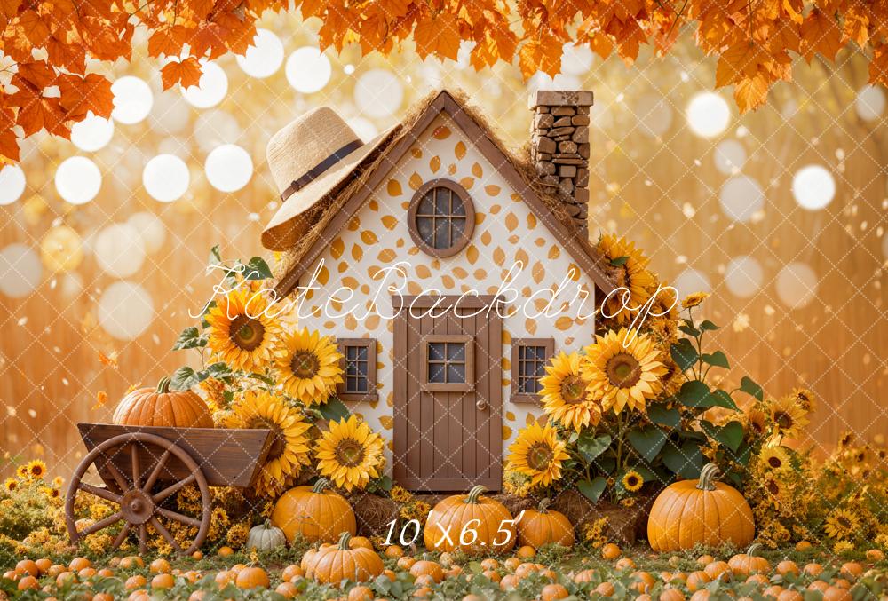 Kate Fall Sunflower Pumpkin House Backdrop Designed by Emetselch