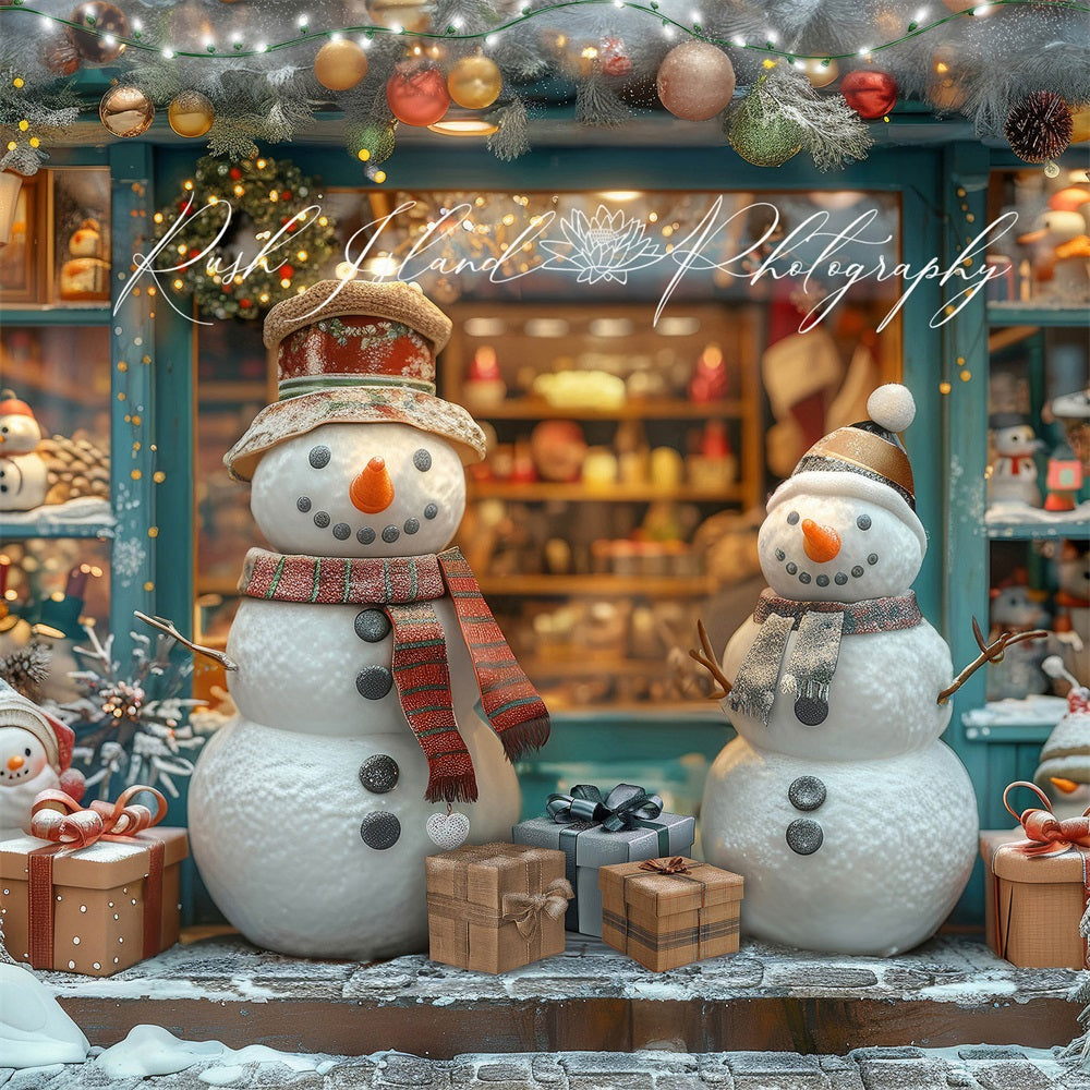 Kate Christmas Happy Snowman Shop Backdrop Designed by Laura Bybee