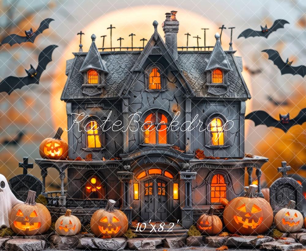 Kate Halloween Black Haunted House Backdrop Designed by Mini MakeBelieve