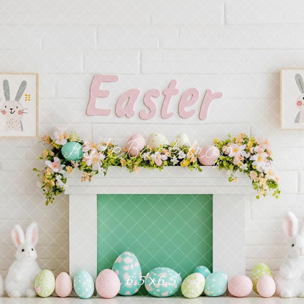 Kate Easter Bunny Egg Fireplace  Backdrop Designed by Patty Roberts