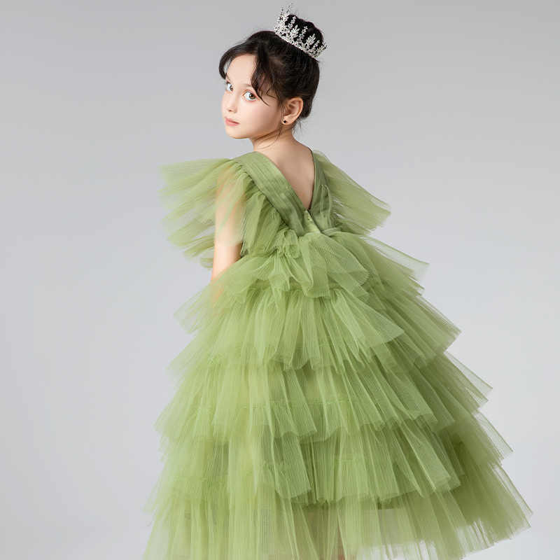 Kate Green V-neck  Kids Cake Dress for Photography