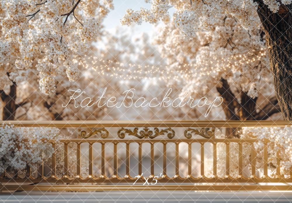 Kate Mother's Day Spring Blossom Balcony Golden Backdrop Designed by Mini MakeBelieve