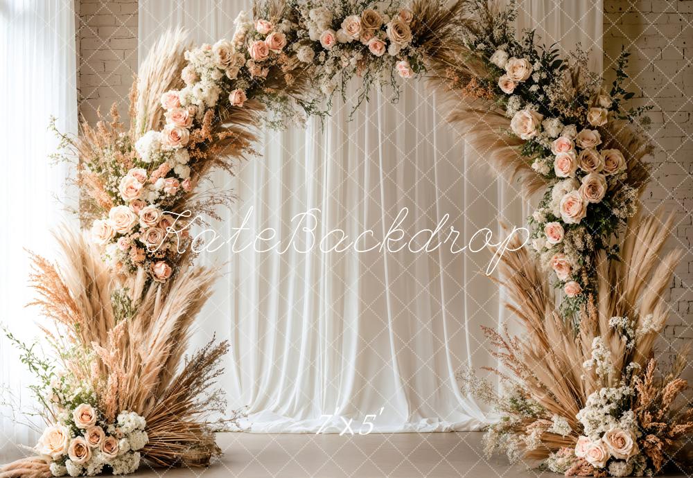 Kate Boho Pampas Grass Flower Arch Backdrop Designed by Emetselch