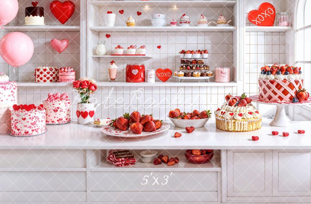 Kate Valentine's Day Romantic Kitchen Dessert Cake Backdrop Designed by Emetselch