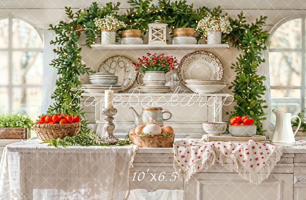 Kate Christmas White Kitchen Plants Kitchenware Backdrop Designed by Emetselch