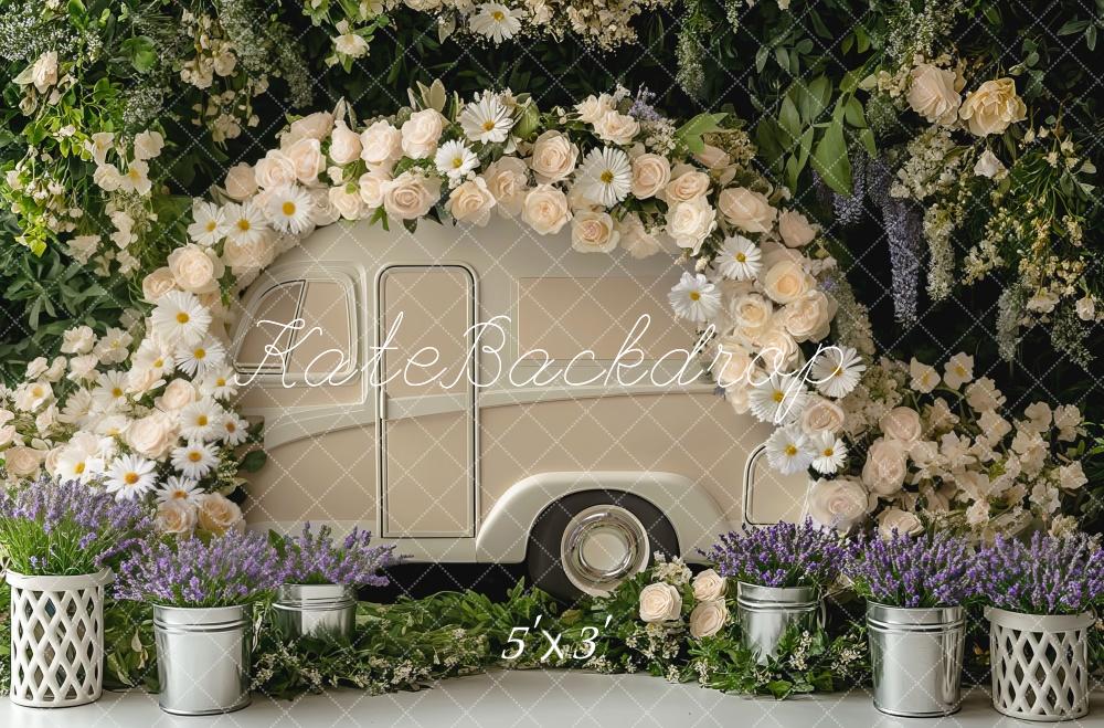 Kate Spring Floral Arch Caravan Backdrop Designed by Mini MakeBelieve