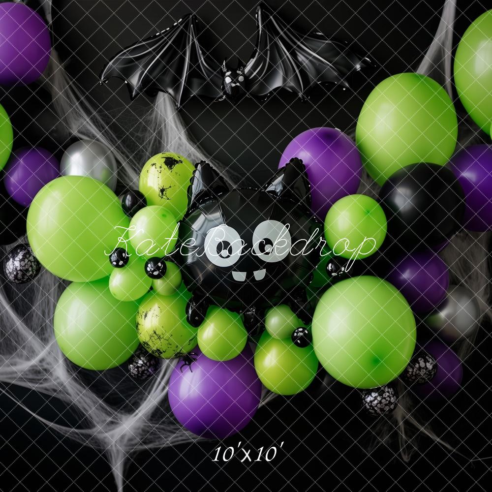 Halloween Ballonnen Vleermuis Spin Web Foto Achtergrond Designed by Patty Roberts