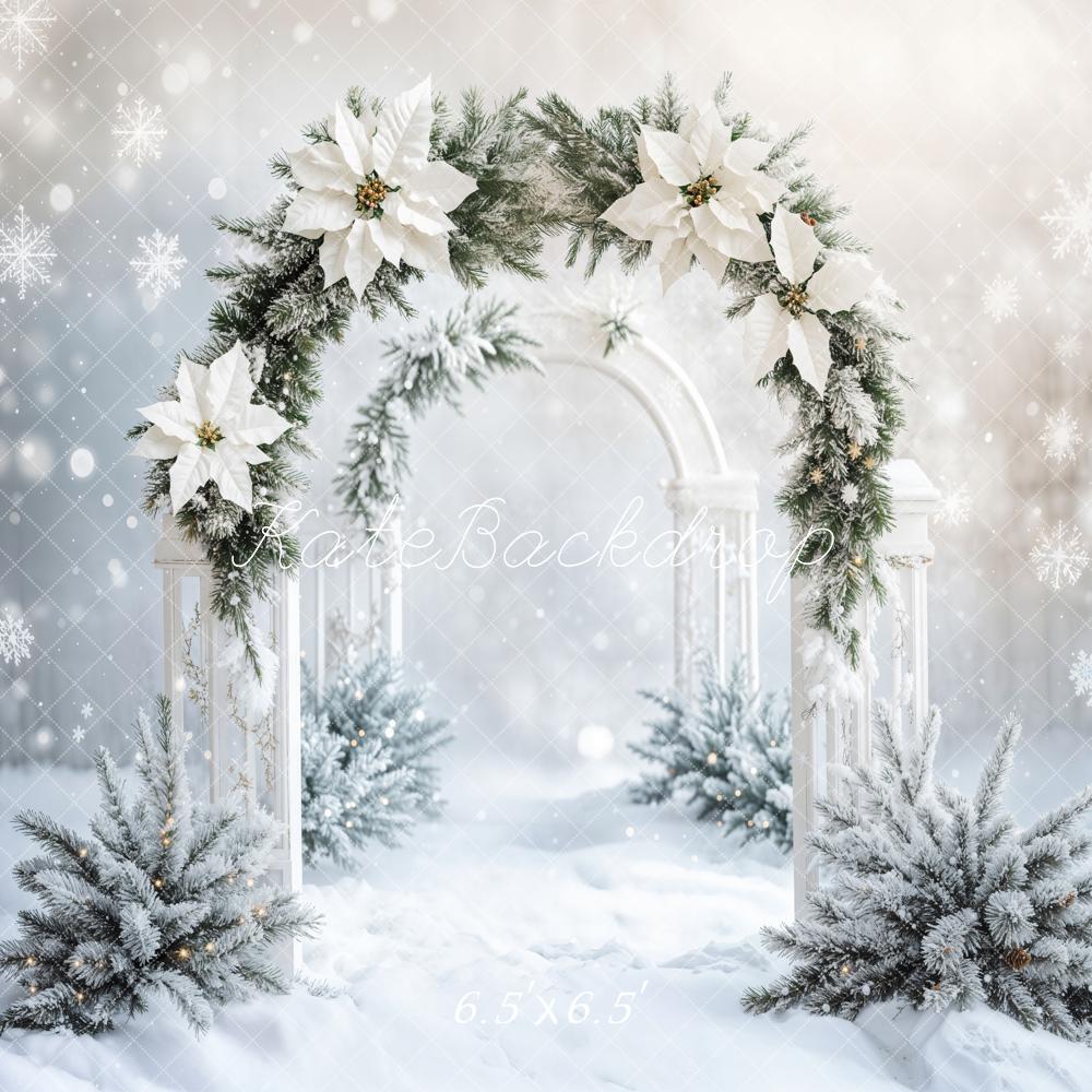 Kate Winter White Floral Arch Backdrop Designed by Emetselch