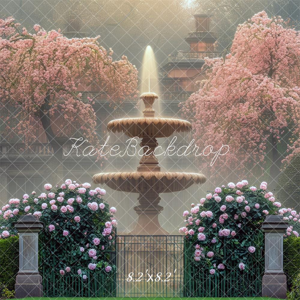 Kate Spring Flower Garden Fountain Backdrop Designed by Mini MakeBelieve