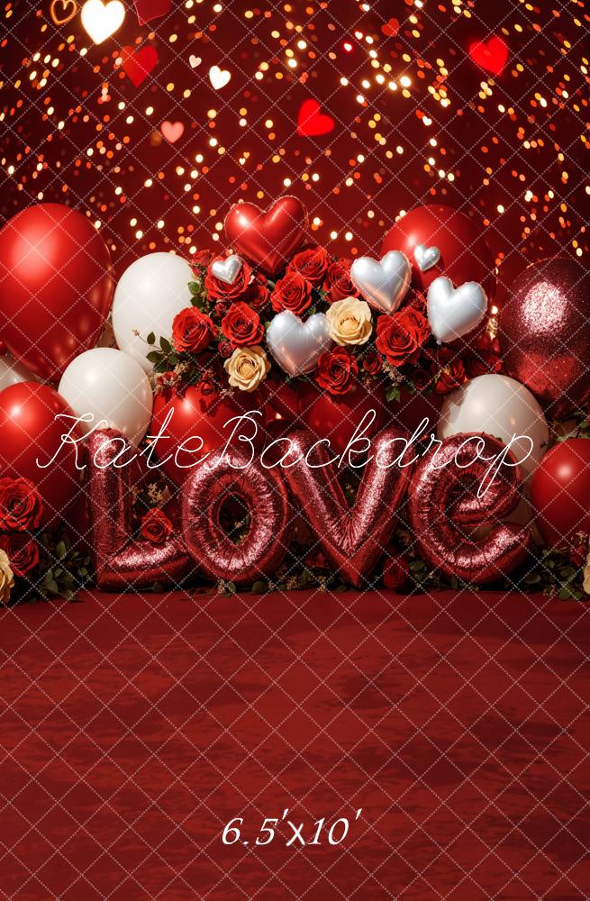 Kate Valentine's Day Love Balloons Roses Backdrop Designed by Emetselch