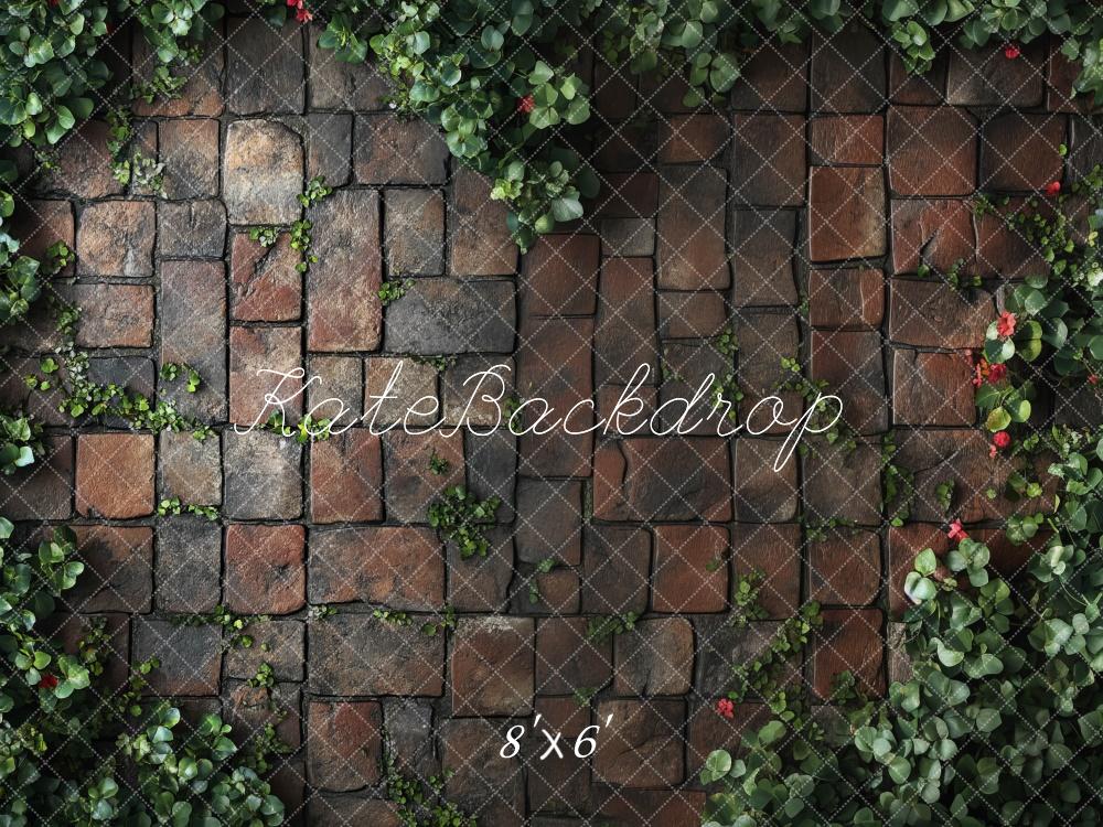 Kate Cobblestone Greenery Rustic Floor Backdrop Designed by Mini MakeBelieve