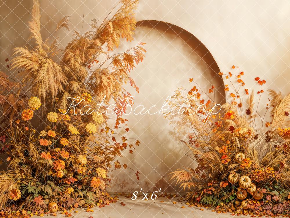 Kate Autumn Fine Art Flower Beige Arched Wall Backdrop Designed by Emetselch