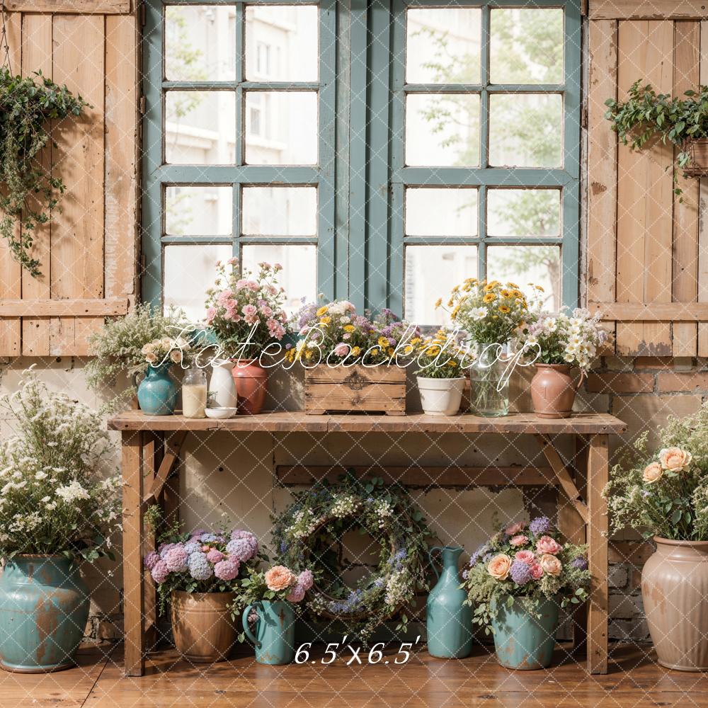 Kate  Spring Rustic Floral Window Table Backdrop Designed by Emetselch