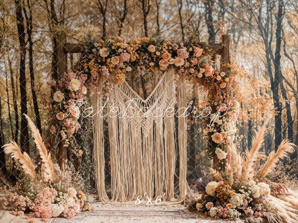 Kate Boho Macrame Flower Arch Forest Backdrop Designed by Emetselch