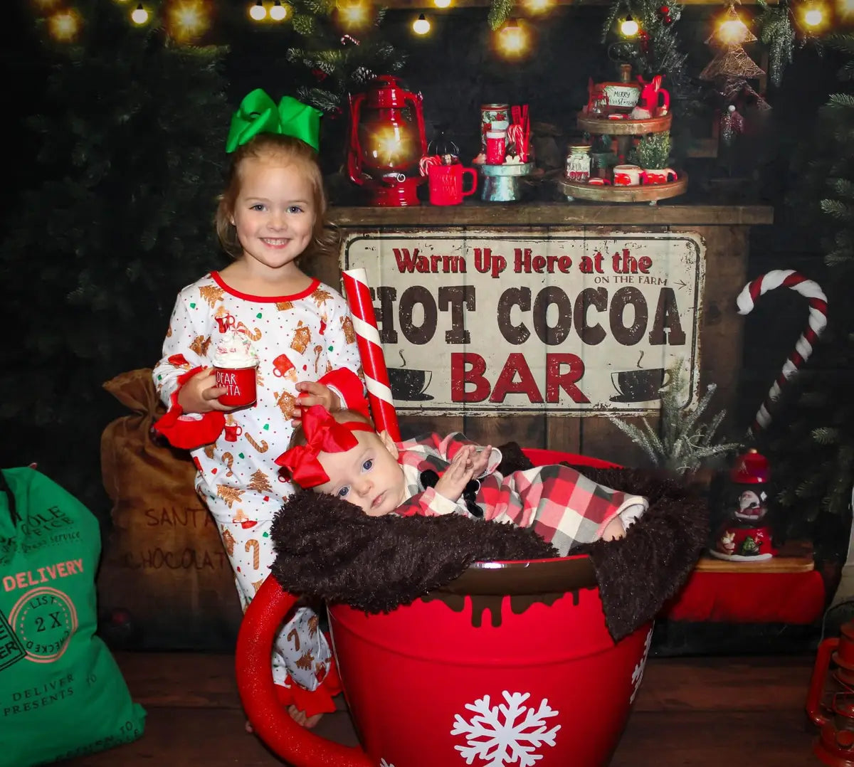 Kate Christmas Backdrop Hot Cocoa for Photography