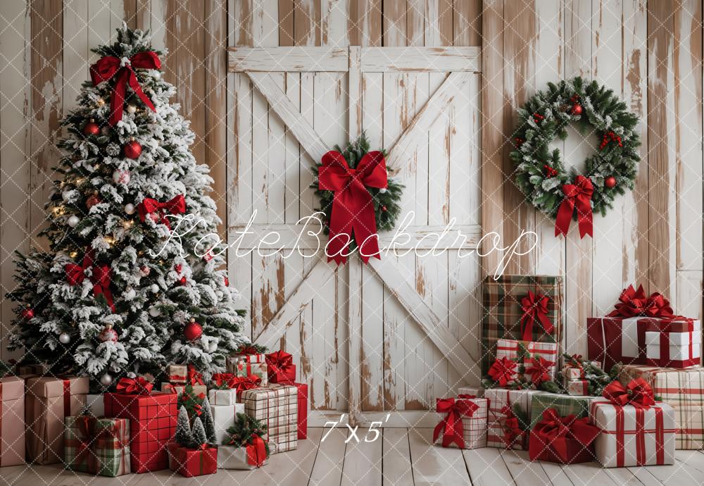 TEST Kate Christmas Tree Wood Door Gifts Backdrop Designed by Emetselch