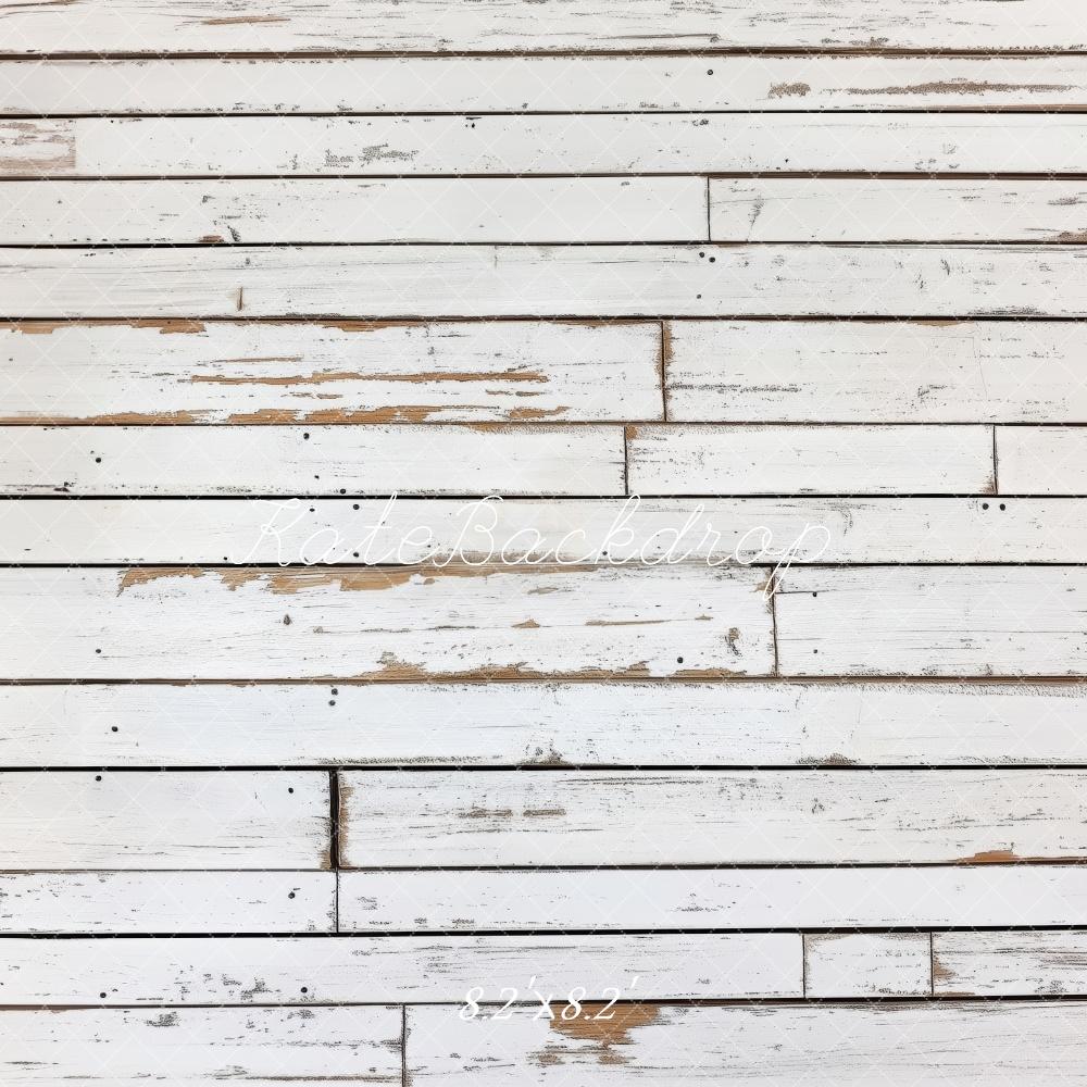 Kate Rustic White Wooden Wall Floor Backdrop Designed by Patty Roberts