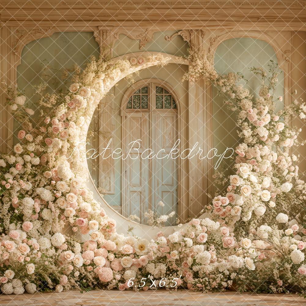 Kate Mother's Day White Floral Moon Arch Wedding Backdrop Designed by Emetselch