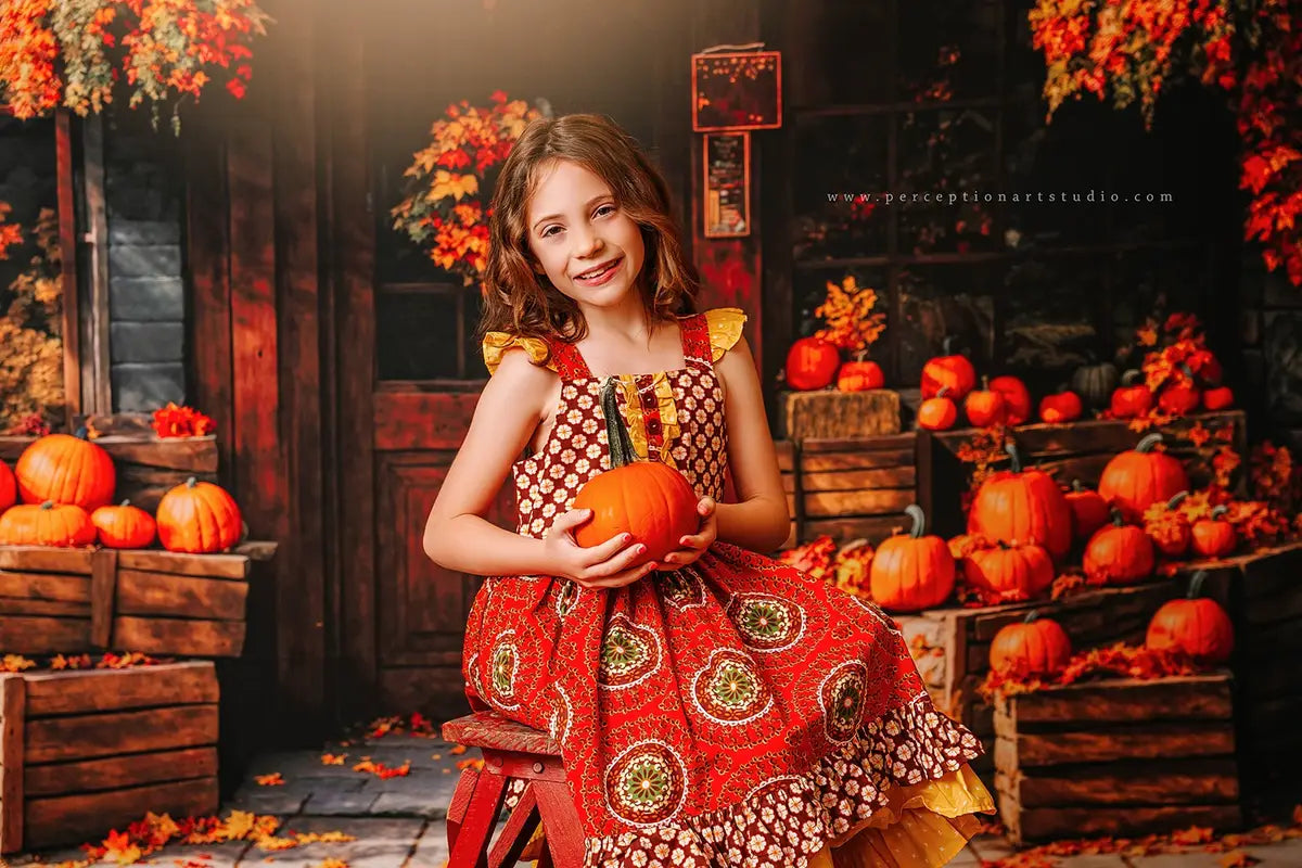 Fall Pumpkin Shop Maple Leaves Foto Achtergrond Designed by Emetselch