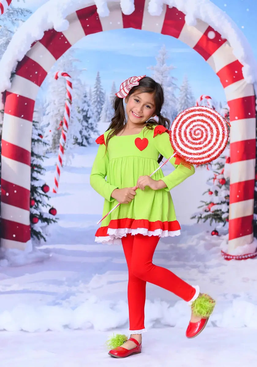 Kate Winter Christmas Outdoor Forest Snow Candy Arch Backdrop Designed by Chain Photography