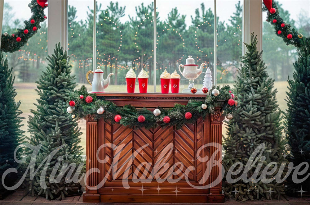 Christmas Indoor Hot Cocoa Brown Table Foto Achtergrond Designed by Mini MakeBelieve