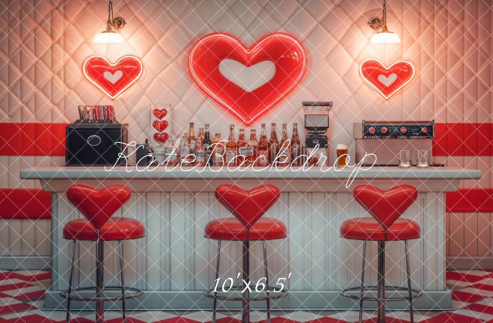 Kate Valentine Retro Heart Diner Bar Backdrop Designed by Emetselch