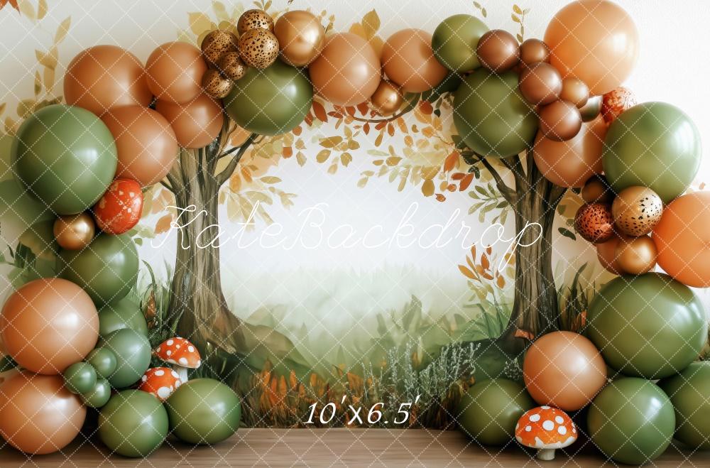 Kate Fall Forest Mushroom Balloon Arch Backdrop Designed by Patty Roberts