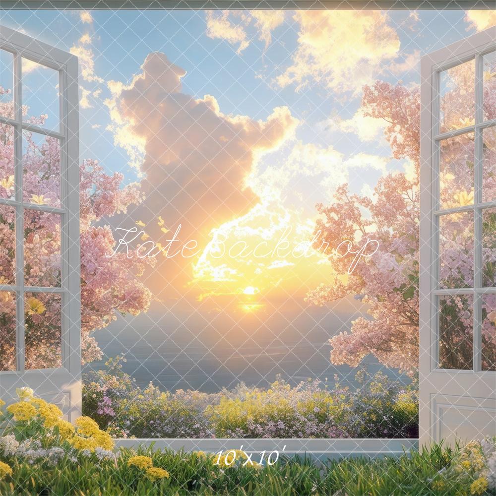 Kate Spring Cloud  Sunset Open Window Backdrop Designed by Mini MakeBelieve