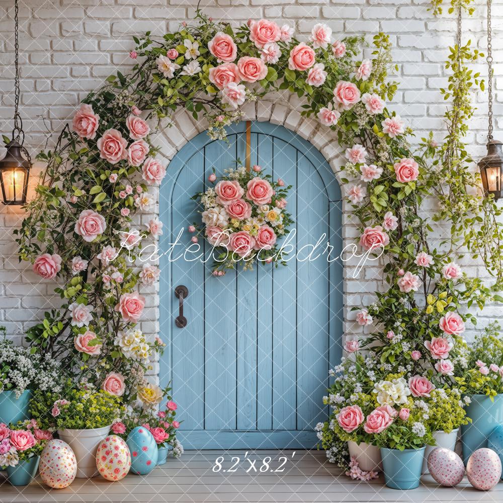 Kate Easter Flower Arch Blue Door Backdrop Designed by Emetselch