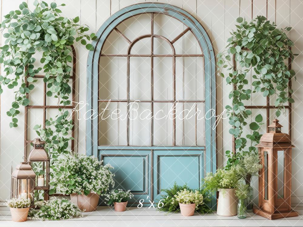 Kate Spring Blue Door Greenery Backdrop Designed by Emetselch