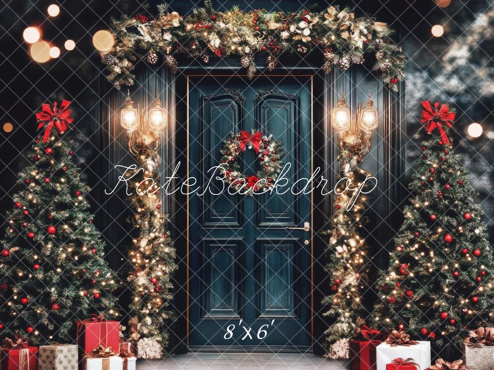 Kate Christmas Tree Doorway Royal Blue Backdrop Designed by Lidia Redekopp